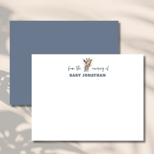 Invitation Watercolor Giraffe Classic Nursery Note Card