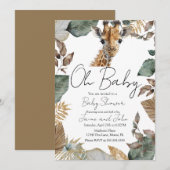 Invitation Watercolor Giraffe Wild Baby Shower (Devant / Derrière)