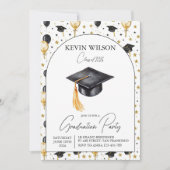 Invitation Watercolor Gold Balloon Graduation Invite (Devant)