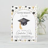 Invitation Watercolor Gold Balloon Graduation Invite (Debout devant)