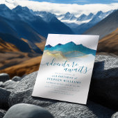 Invitation Watercolor Gold Mountain Adventure Attend Annivers