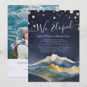 Invitation Watercolor Gold Mountains Photo Mariage Elopement (Devant / Derrière)