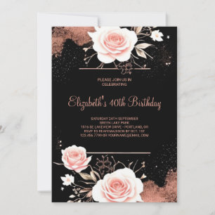 Invitation Watercolor Gold Rose en ligne 40e anniversaire