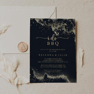 Invitation Watercolor Gold Splash I Do BBQ Engagement Party
