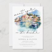 Invitation Watercolor Grèce Beach Destination Mariage (Devant)