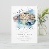 Invitation Watercolor Grèce Beach Destination Mariage (Debout devant)