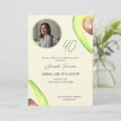 Invitation Watercolor Green Avocado Photo Anniversaire (Debout devant)