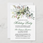 Invitation Watercolor Green Berries Fête de Vacances (Devant)