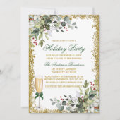 Invitation Watercolor Green Berries Parties scintillant Fête (Devant)