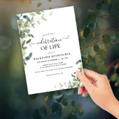 Invitation Watercolor Green Célébration de la vie