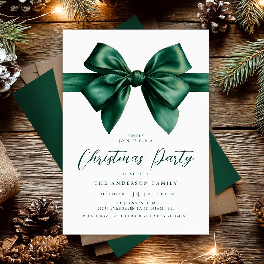 Invitation Watercolor Green Christmas Party