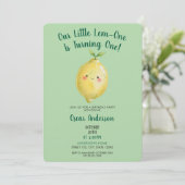 Invitation Watercolor Green Cute Lemon First Birthday (Debout devant)