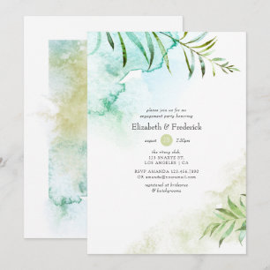 Invitation Watercolor Green Engagement Party