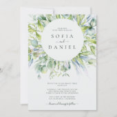 Invitation Watercolor Green Fête de mariage d'hiver (Devant)