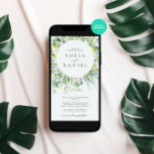 Invitation Watercolor Green Fête de mariage d'hiver