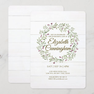 Invitation Watercolor Green Foliries Mémorial virtuel