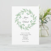 Invitation Watercolor Green Olive Wreath (Debout devant)