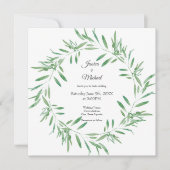 Invitation Watercolor Green Olive Wreath (Devant)