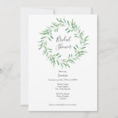 Invitation Watercolor Green Olive Wreath (Devant)