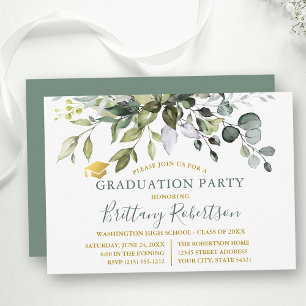 Invitation Watercolor Green Sage Green Graduation Party