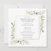 Invitation Watercolor Greenery Bridesmaids Luncheon Carré (Devant)