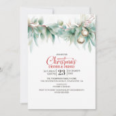 Invitation Watercolor Greenery Christmas Dinner and Drinks (Devant)
