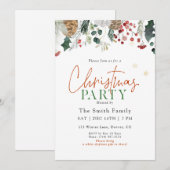 Invitation Watercolor Greenery Christmas Party (Devant / Derrière)