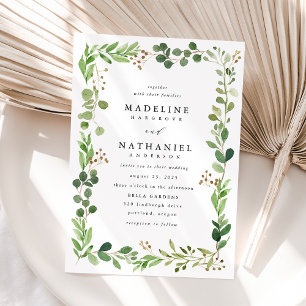 Invitation Watercolor Greenery Frame Wedding