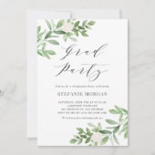 Invitation Watercolor Greeney White Floral Graduation Party (Devant)