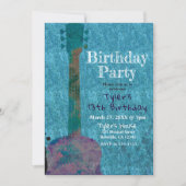 Invitation Watercolor Guitar Blue Musical Anniversaire (Devant)
