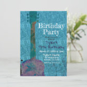 Invitation Watercolor Guitar Blue Musical Anniversaire (Debout devant)