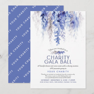 Invitation Watercolor hiver bleu soirée gala de bienfaisance