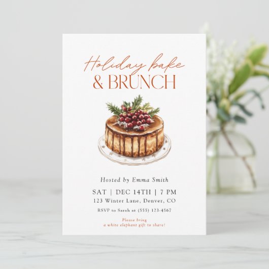 Invitation Watercolor Holiday Bake and Brunch (Debout devant)