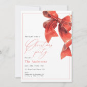 Invitation Watercolor Holiday Red Bow Christmas Party (Devant)