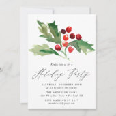 Invitation Watercolor Holly Berries (Devant)