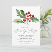 Invitation Watercolor Holly Berries (Debout devant)