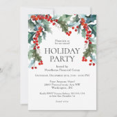 Invitation Watercolor Holly Festive Festive Fête (Devant)