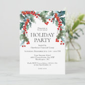 Invitation Watercolor Holly Festive Festive Fête (Debout devant)