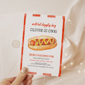 Invitation Watercolor Hot Dog 1er anniversaire