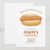 Invitation Watercolor Hot Dog fête des Anniversaires de enfan (Devant / Derrière)