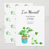 Invitation Watercolor House Plante Pothos Plante Moving (Devant / Derrière)