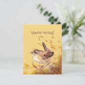 Invitation Watercolor House Wren Bird Bird Birthda (Debout devant)