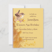 Invitation Watercolor House Wren Bird Bird Birthda (Dos)