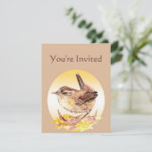 Invitation Watercolor House Wren Bird Bird Birthda (Debout devant)