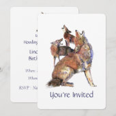 Invitation Watercolor Howgood Coyote Anniversaire Party (Devant / Derrière)