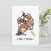 Invitation Watercolor Howgood Coyote Anniversaire Party (Debout devant)