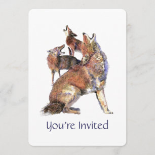 Invitation Watercolor Howgood Coyote Anniversaire Party