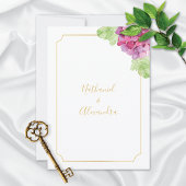 Invitation Watercolor Hydrangeas Pink Shades Wedding