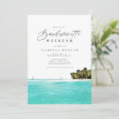 Invitation Watercolor Jamaïque Skyline Tropical Beach Island (Debout devant)