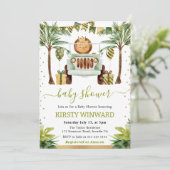 Invitation Watercolor Jungle Lion Baby shower (Debout devant)